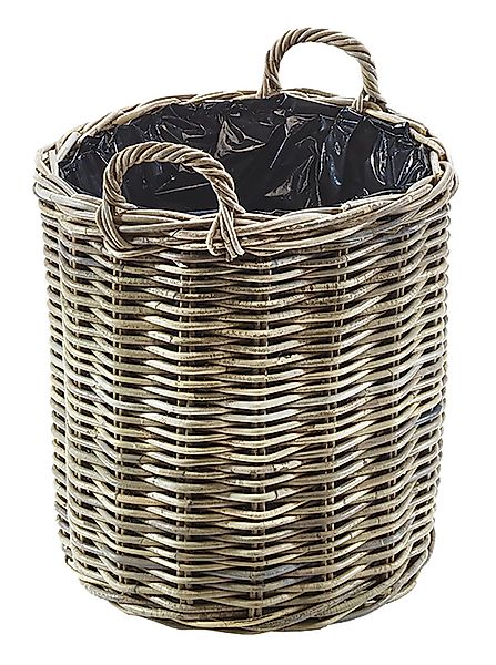 Kobolo Pflanzkübel Pflanzkorb aus grauem Rattan günstig online kaufen