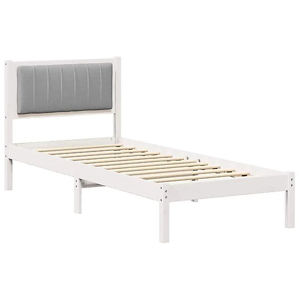 vidaXL Bettgestell mit Gepolstertem Kopfteil Hellgrau 75 x 190 cm 878303 günstig online kaufen