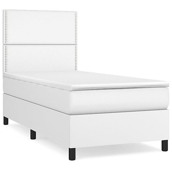 vidaXL Boxspringbett, Boxbett mit Matratze Weiß 90x190 cm Kunstleder günstig online kaufen