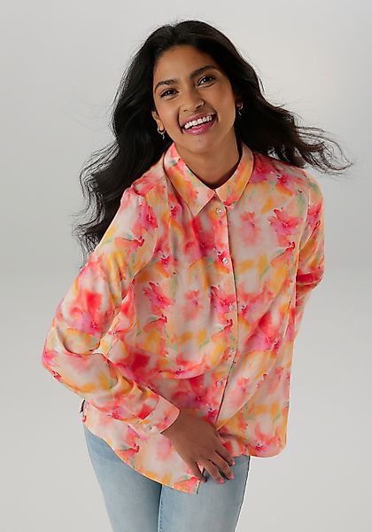 Aniston SELECTED Hemdbluse, mit frischen und farbenfrohen Batikdruck günstig online kaufen