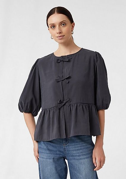 comma Kurzarmbluse Bluse Feminine Bluse mit Schleifendetails und Volant günstig online kaufen