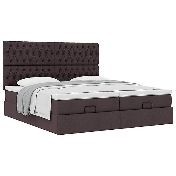 vidaXL Bett Ottoman-Bett mit Matratzen Dunkelbraun 200x200 cm Stoff günstig online kaufen