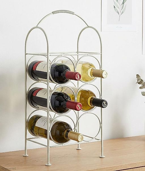 Weinregal Metall Weiß Flaschenregal für 6 Flaschen Standregal Vintage-Stil günstig online kaufen