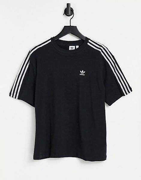 adidas Originals – adicolor – T-Shirt in Schwarz mit den drei Streifen in S günstig online kaufen