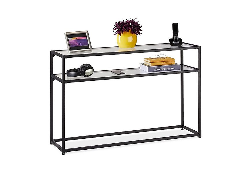 relaxdays Konsolentisch mit Glasplatte günstig online kaufen