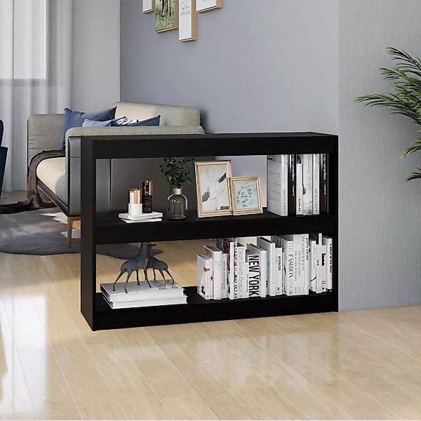 Bücherregal Raumteiler Schwarz 100x30x71,5 Cm Massivholz Kiefer günstig online kaufen