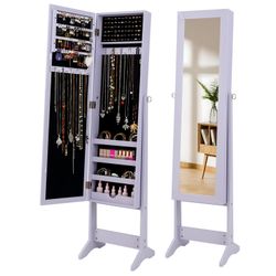 COSTWAY Schmuckregal, mit Ganzkörperspiegel, Schmuckschrank neigbar günstig online kaufen