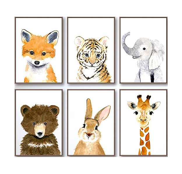 Pippolipo Bild Poster Kinderzimmer Deko Babyzimmer Wohnzimmer A4, (6er Set günstig online kaufen