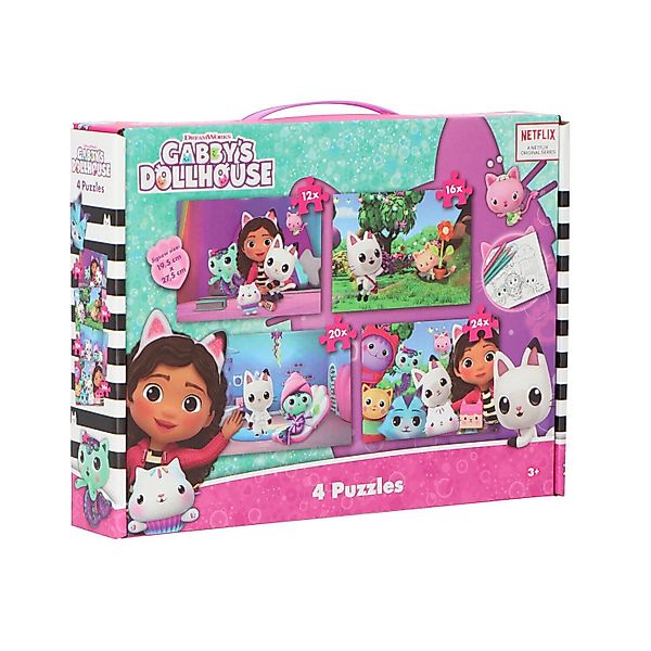 Gabby's Dollhouse Puzzle Puzzlekollektion 4er-Pack unterhaltsames günstig online kaufen