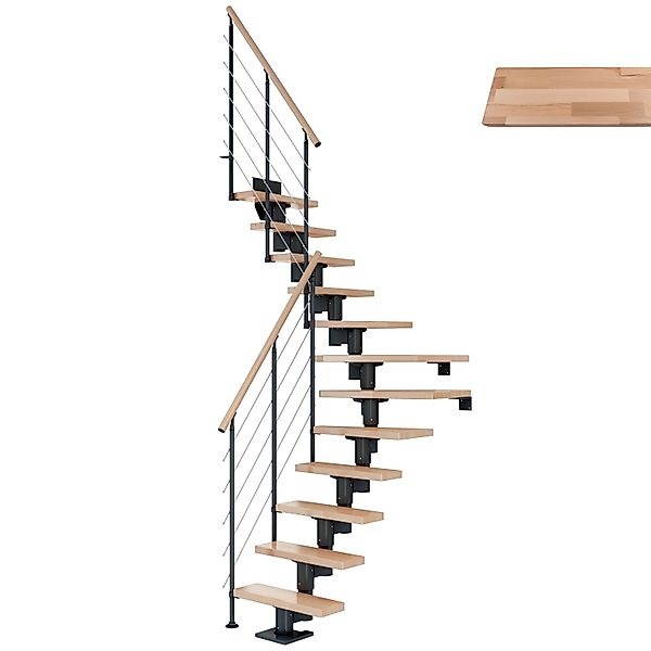 Dolle Mittelholmtreppe Dublin Buche Anthrazit GH bis 292 cm 1/2gew. 65 cm F günstig online kaufen