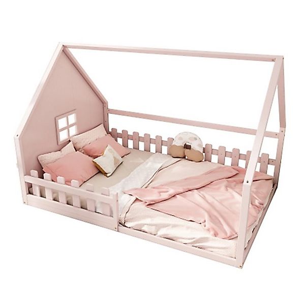 XDOVET Kinderbett Kinderbett,Flachbett,Hausleiste, Geländer, Kiefernholz, R günstig online kaufen