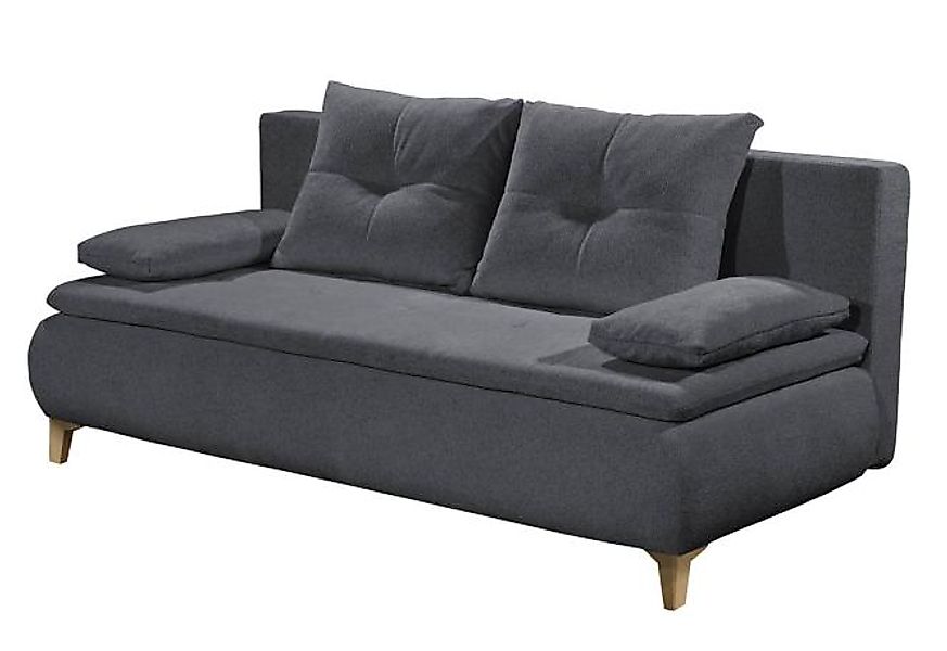 Bettcouch Schlafsofa mit Bettkasten 202 cm breit Grau MAGNUS günstig online kaufen