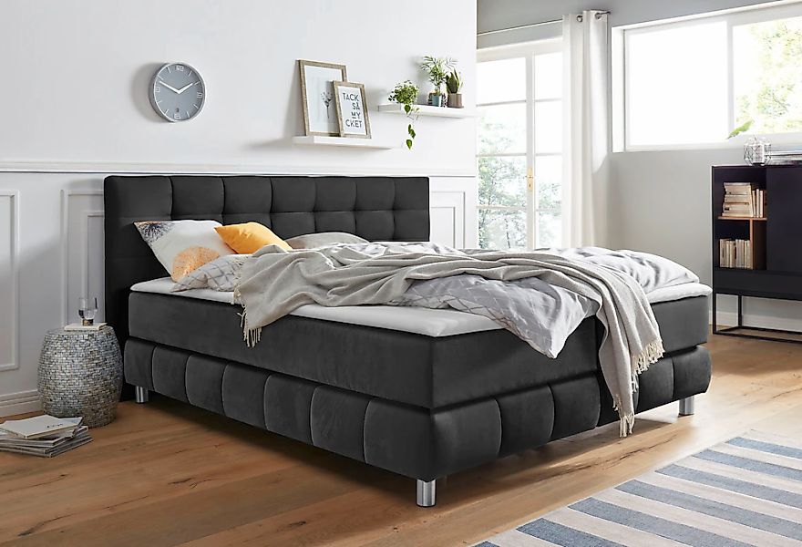 Home affaire Boxspringbett "Salo" incl. Topper, 6 Breiten, 2 Härtegrade, TF günstig online kaufen