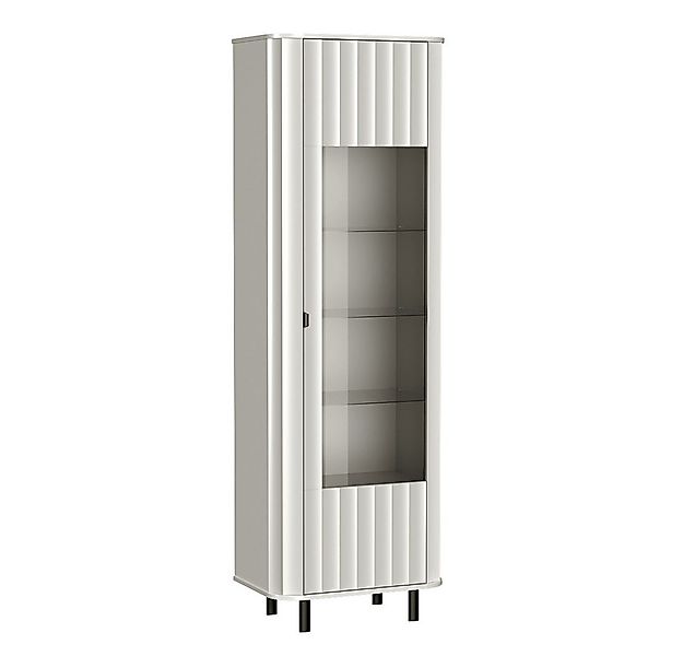 Lomadox Vitrine NASHVILLE-161 in Weiß, 66 cm breit, mit Wellenoptik, Glasbö günstig online kaufen