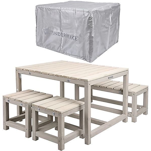 WONDERMAKE Garten-Kindersitzgruppe aus Holz ab 3 Jahre, Outdoor Indoor Kind günstig online kaufen