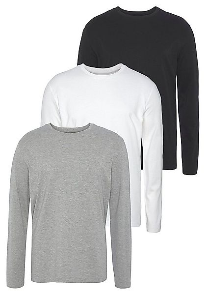 Man's World Langarmshirt neue Farbe ! (3er-Pack) Langarm, unifarben, aus Ba günstig online kaufen