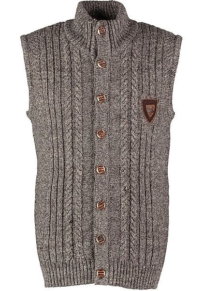OS Trachten Strickweste Voriko Regular Fit, ärmellos, Stehkragen, Lederembl günstig online kaufen