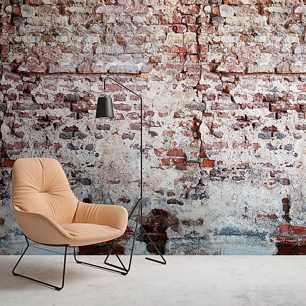 PROFHOME 383351-GU Fototapete Ziegelstein Matt Rot Grau Weiß 1,59 m x 2,8 m günstig online kaufen