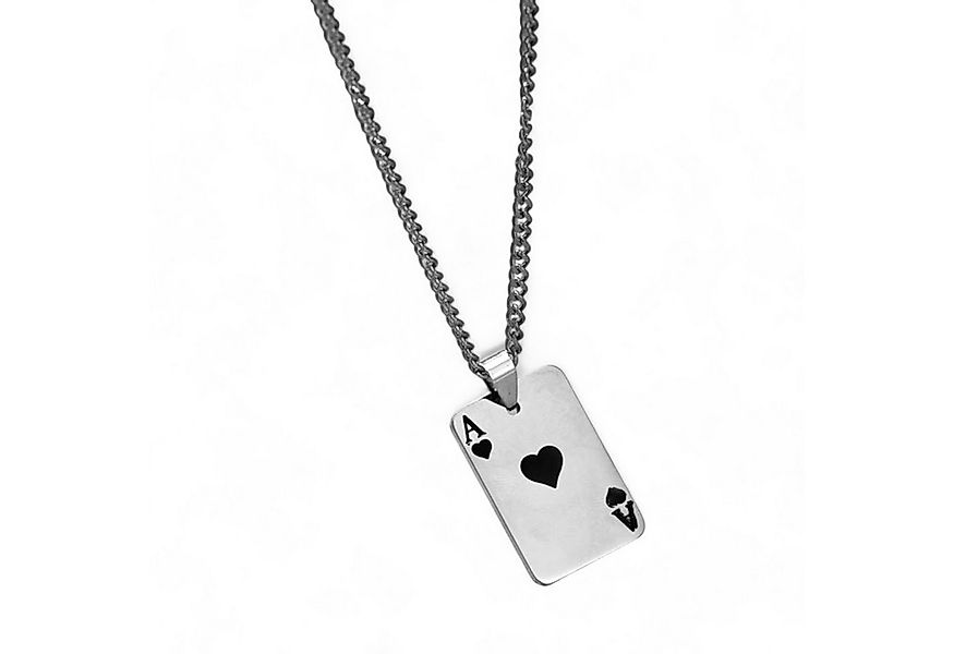 Eyecatcher Edelstahlkette Hip Hop Poker Halskette Herz Ass dünne Panzerkett günstig online kaufen