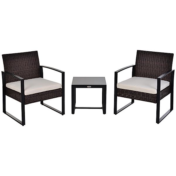 Outsunny Rattan Gartenmöbel Set Polyrattan 3 tlg. günstig online kaufen