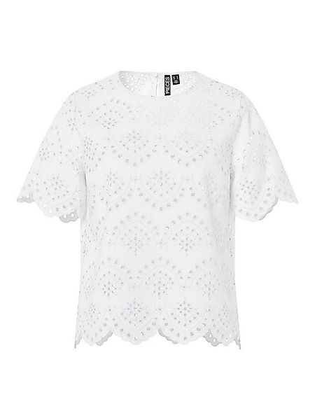 pieces Shirttop PCVILDE SS TOP WVN NOOS mit Allover-Lochstickerei günstig online kaufen