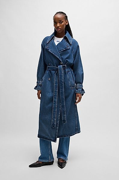 HUGO Blue Trenchcoat "Garena" mit Taillengürtel, All Over Denim Fashion Pie günstig online kaufen