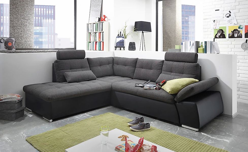 ED EXCITING DESIGN Ecksofa "Jakarta L-Form", mit Bettfunktion, Armteilverst günstig online kaufen