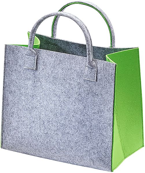 Kobolo Einkaufsshopper Filztasche hellgrau mit grünen günstig online kaufen