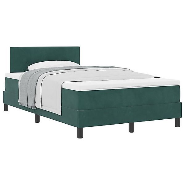 vidaXL Bett Boxspringbett mit Matratze Dunkelgrün Kleines Doppelvelours (1- günstig online kaufen