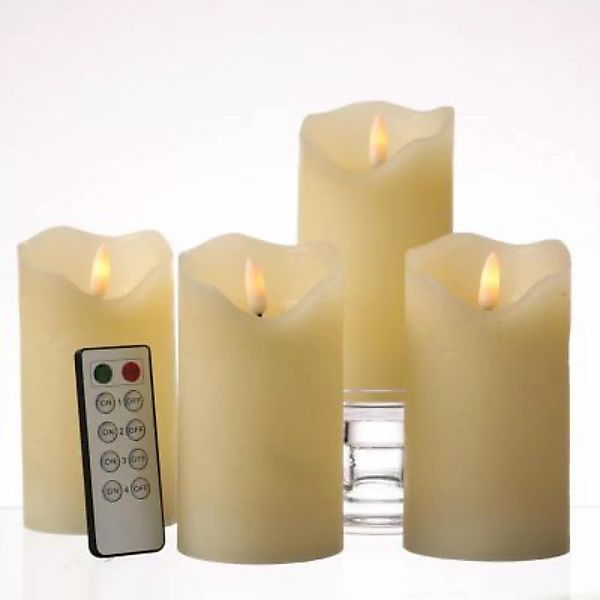 MARELIDA LED Kerzenset 4-teilig Echtwachs flackernd creme günstig online kaufen