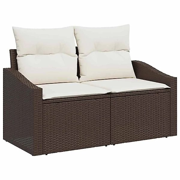 vidaXL Sofa Set mit Kissen 7-Tlg Braun und Creme Poly-Rattan 3355277 günstig online kaufen