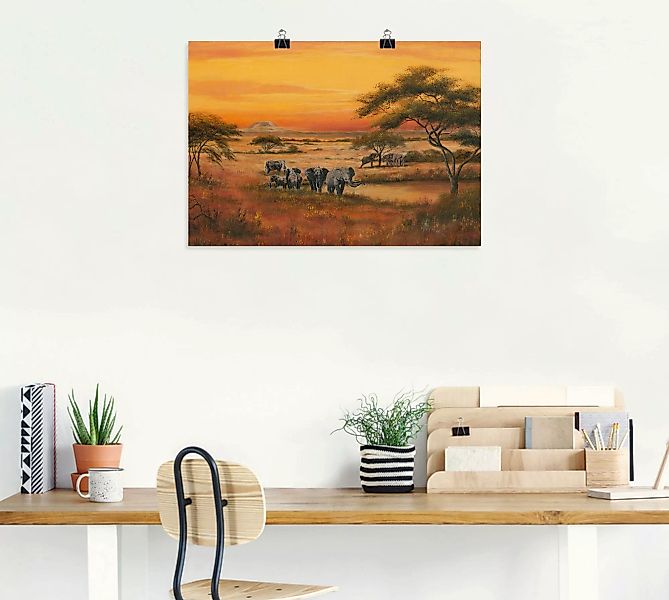 Artland Wandbild "Afrika Elefanten", Afrika, (1 St.) günstig online kaufen