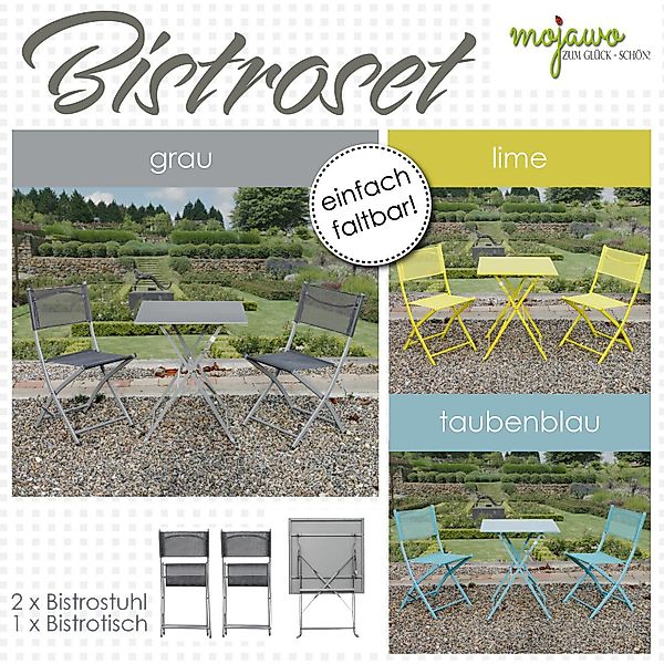 Mojawo Essgruppe 3tlg Bistroset Gartenmöbelset Outdoormöbel günstig online kaufen