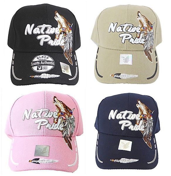 Westernlifestyle Baseball Cap Mit Wolf, Federn günstig online kaufen
