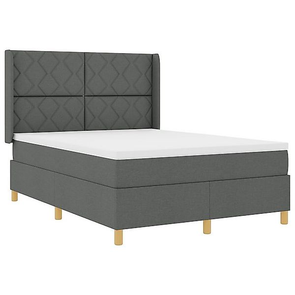 vidaXL Bett Boxspringbett mit Matratze & LED Dunkelgrau 160x200 cm Stoff (1 günstig online kaufen