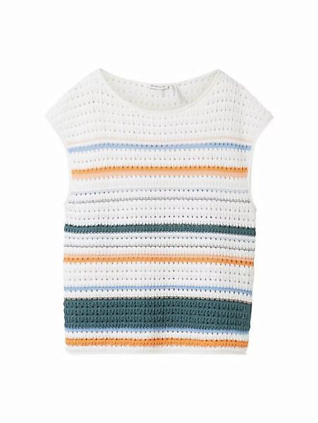 TOM TAILOR Sweatshirt knit sleeveless striped, green orange multicolor stri günstig online kaufen