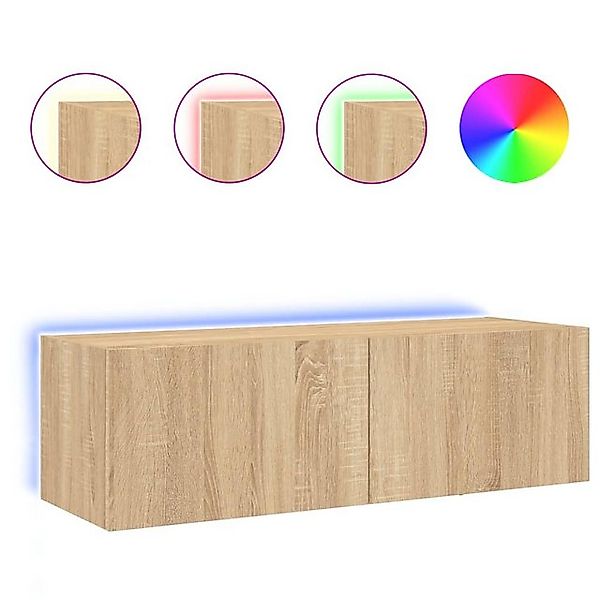 vidaXL TV-Schrank TV-Wandschrank mit LED-Leuchten Sonoma-Eiche 100x35x31 cm günstig online kaufen