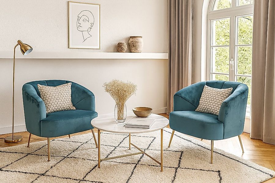 moebel-direkt-online Loungesessel Moderner Polstersessel mit goldfarben bes günstig online kaufen