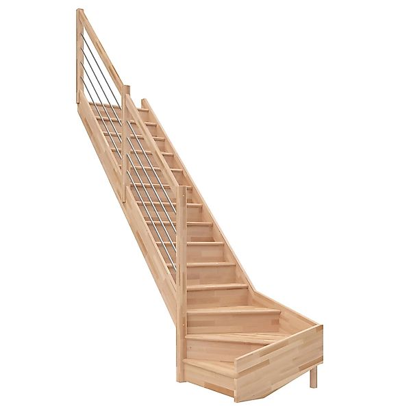 Dolle Raumspartreppe Paris 1/4-gew. Links Setzstufen Buche  E-Geländer FSC® günstig online kaufen