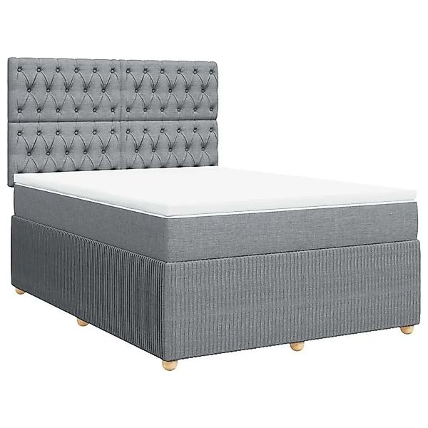 vidaXL Boxspringbett mit Matratze Hellgrau 140x190 cm Stoff 3294358 günstig online kaufen