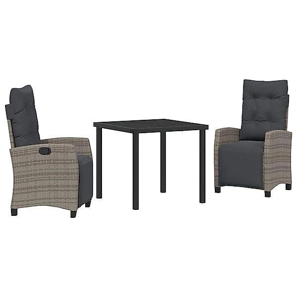 vidaXL Garten Essgruppe 3-Tlg Grau Poly Rattan 3380435 günstig online kaufen