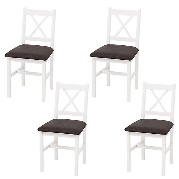 MCW Esszimmerstuhl F77 4er-Set Weiß Polster Schwarz günstig online kaufen