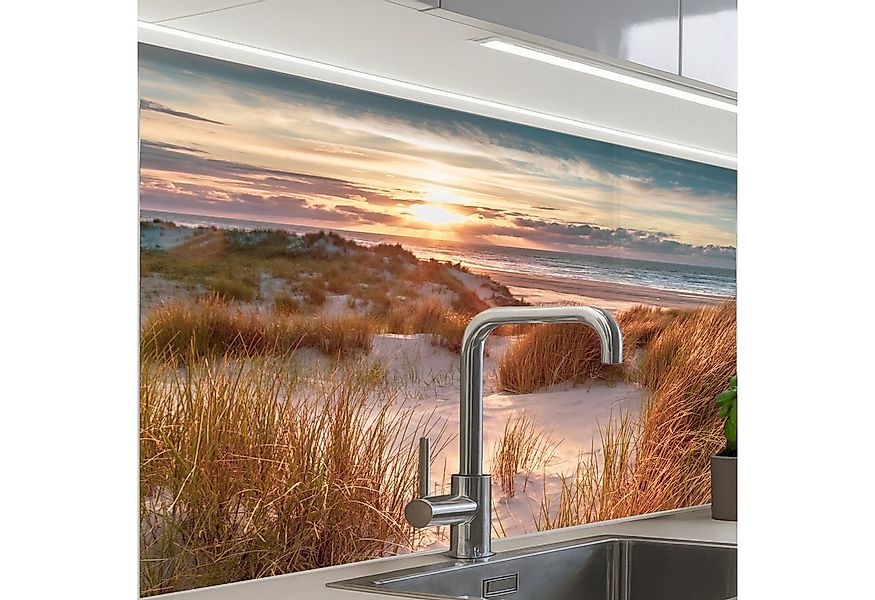 KitchenYeah Küchenrückwand selbstklebend Düne - Pflanzen - Sonnenuntergang günstig online kaufen