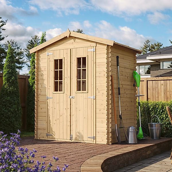 Timbela Holz-Gartenhaus M367C+M367G mit Boden Beige Braun 1,98 m² FSC® günstig online kaufen
