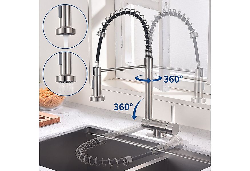 HOMELODY Küchenarmatur Vorfenster Wasserhahn, 360° Drehbare, Unterfenster K günstig online kaufen