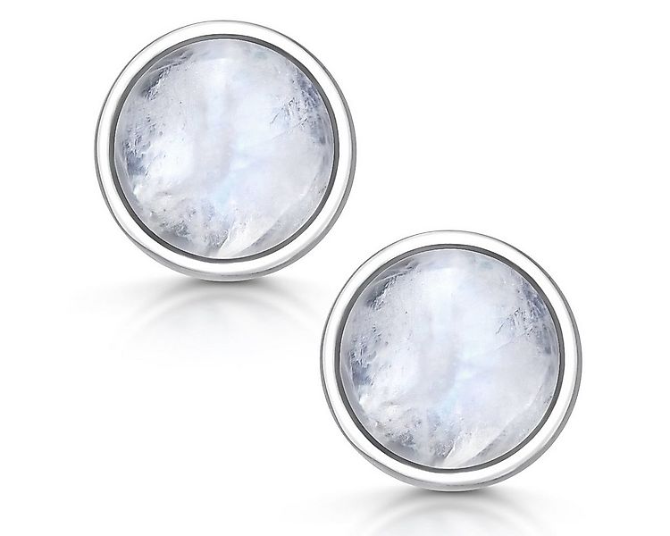 Materia Paar Ohrstecker Damen Mondstein Heilstein rund Ø7mm SO-86, Fassung günstig online kaufen