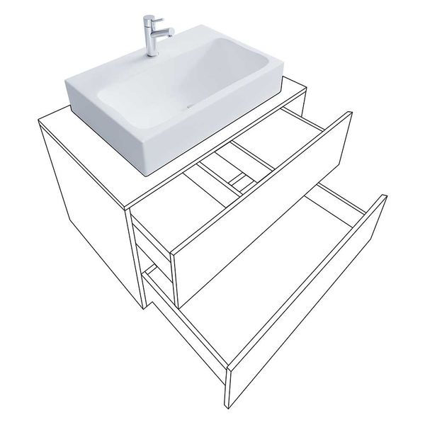 Waschtisch in Holzoptik mit zwei Schubladen Push to open Funktion günstig online kaufen