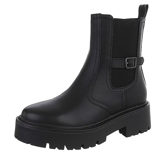Ital-Design Stylische Chelsea-Boots mit Riemen für Damen Plateaustiefelette günstig online kaufen