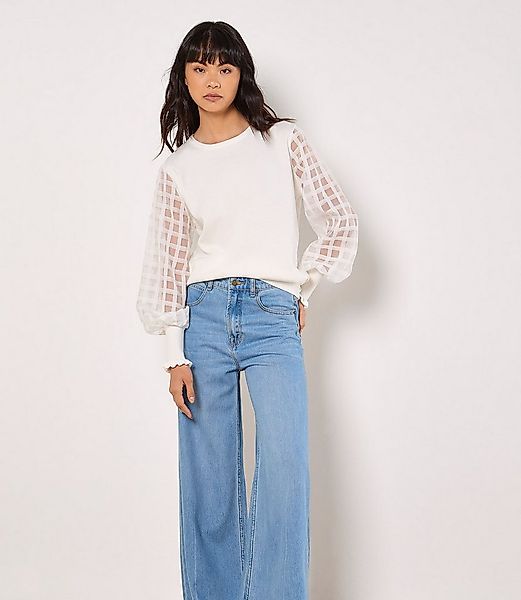 Apricot Strickpullover Organza-Quadrate-Arm-Pullover im Strickmix günstig online kaufen