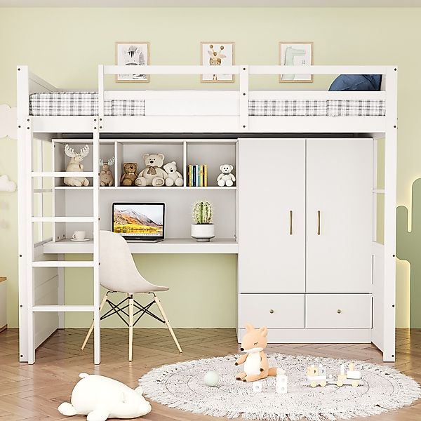 Merax Hochbett (1-St., Jugendbett Einzelbett Holzbett) günstig online kaufen
